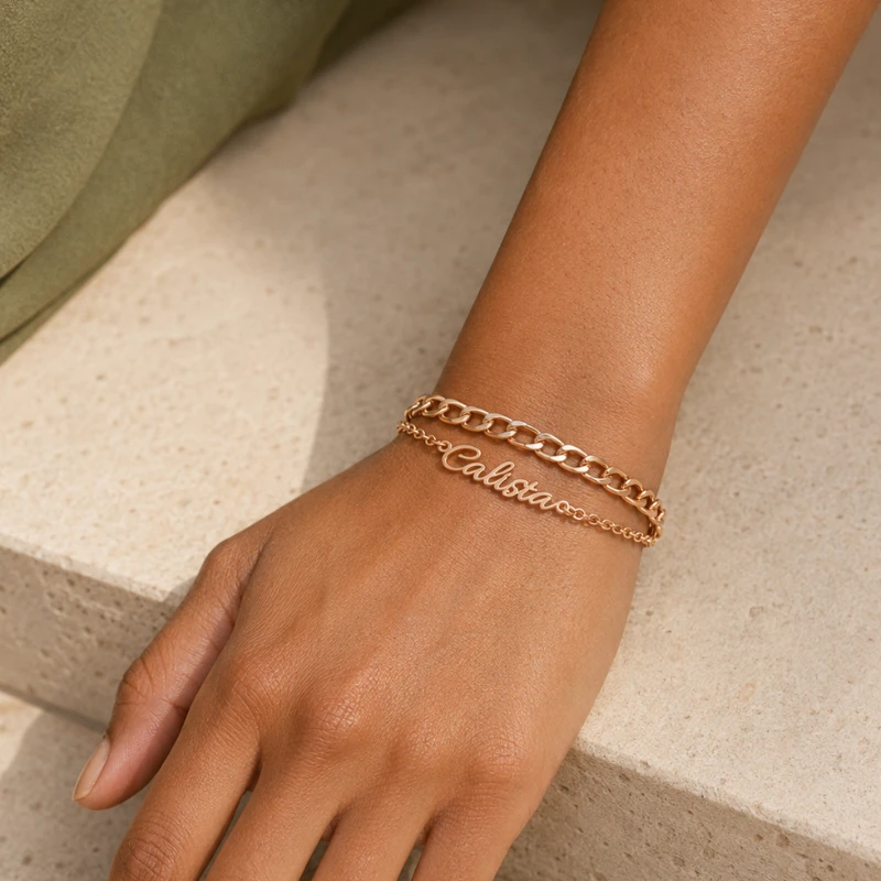 Double chain personalized custom bracelet