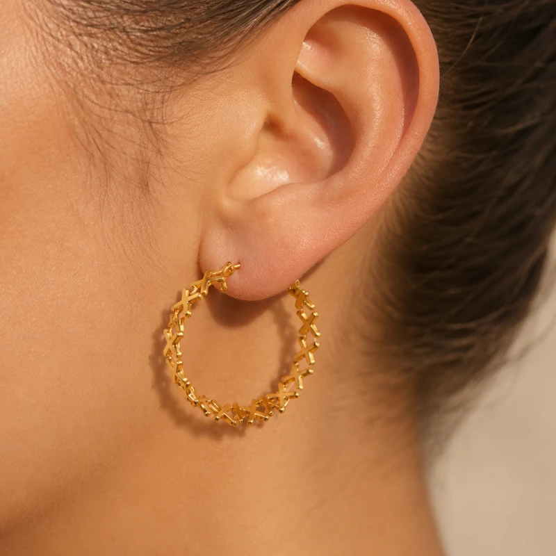 Circular Openwork Letter Earrings