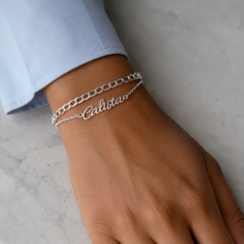 Double chain personalized custom bracelet