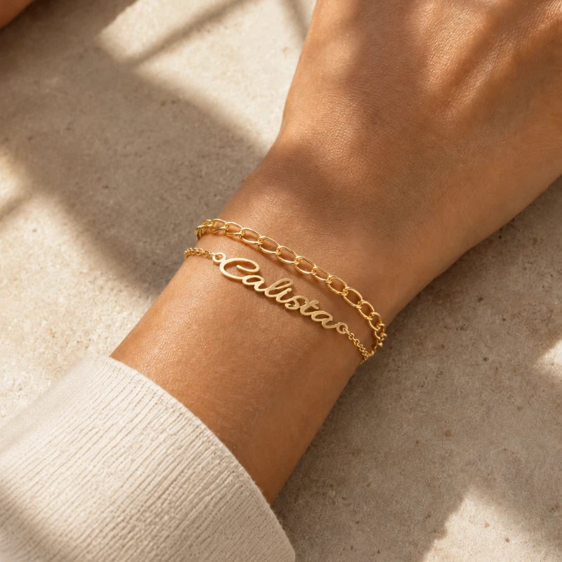 Double chain personalized custom bracelet