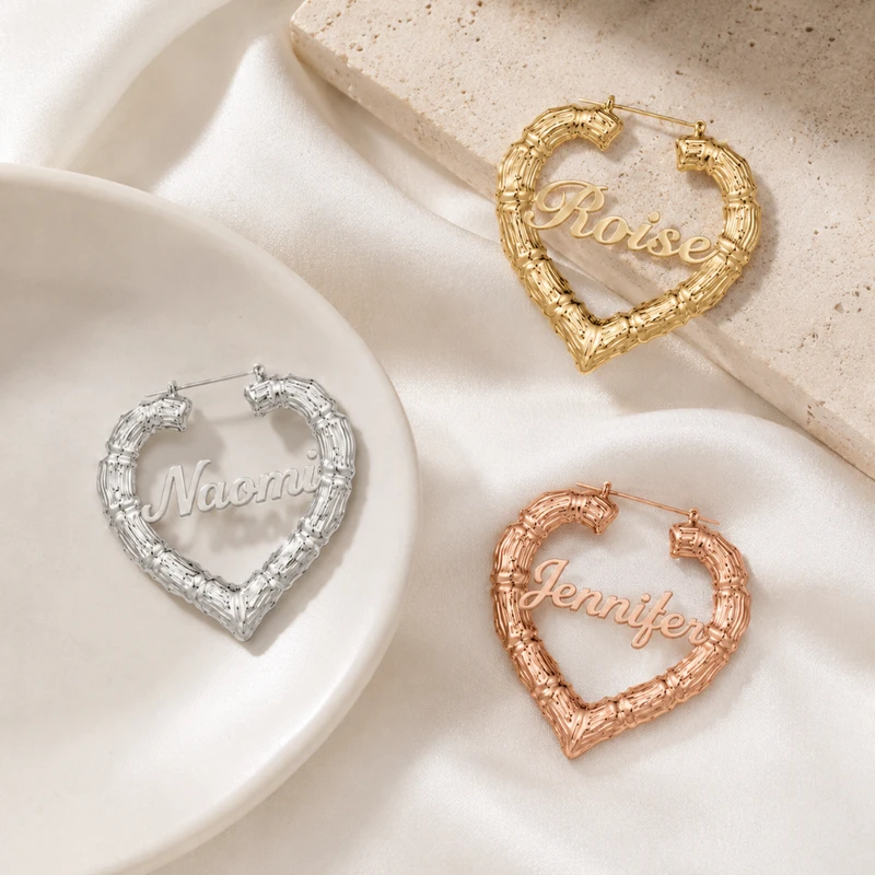 Bamboo Heart Earrings