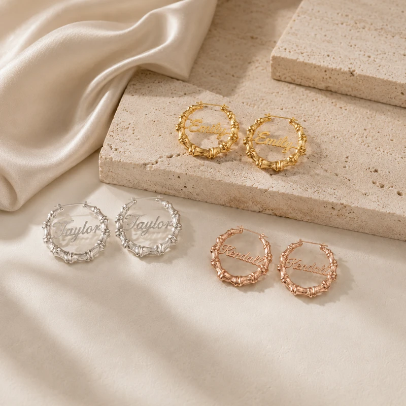 Round Bamboo-shaped Earrings