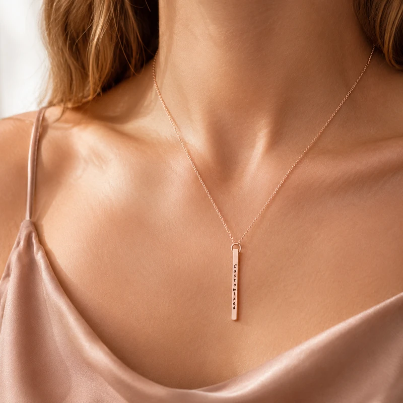 Personalized Vertical Coordinate Bar Necklace