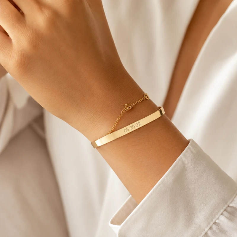 Personalized Coordinate Bangle Bracelet