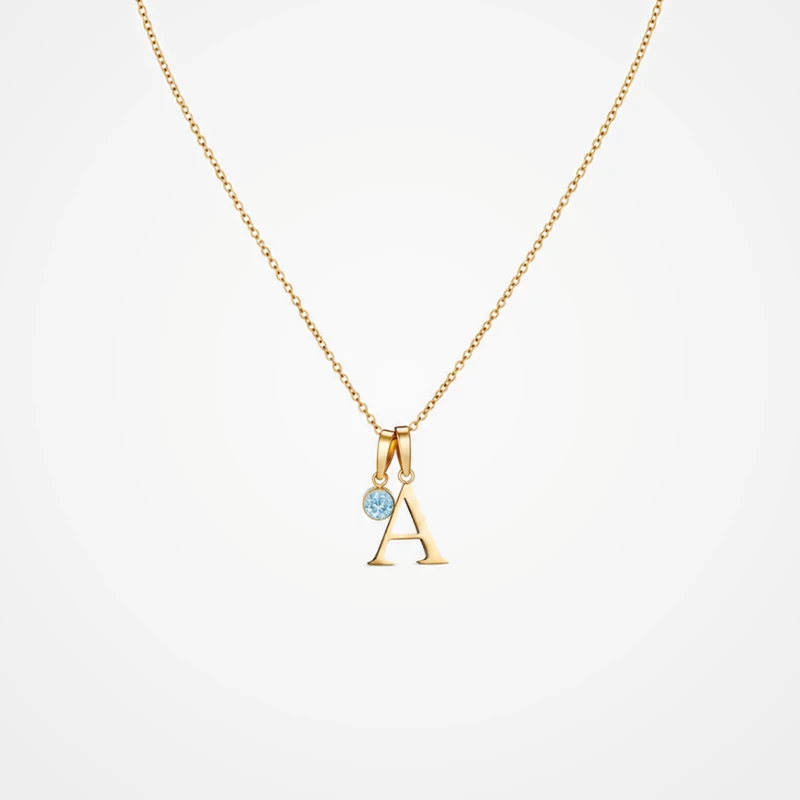 Personalized Birthstone Initial Necklace