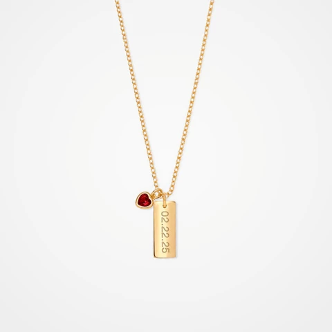 Collier personnalisé Mini Bar Date Pierre de Naissance