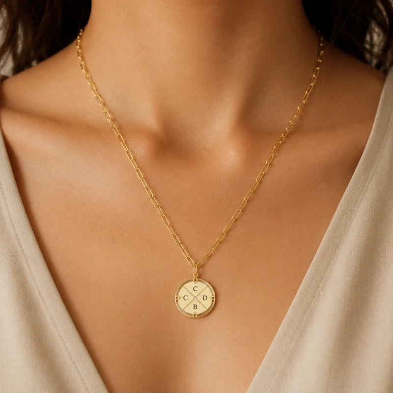 Personalized Compass Direction Necklace detail image 1