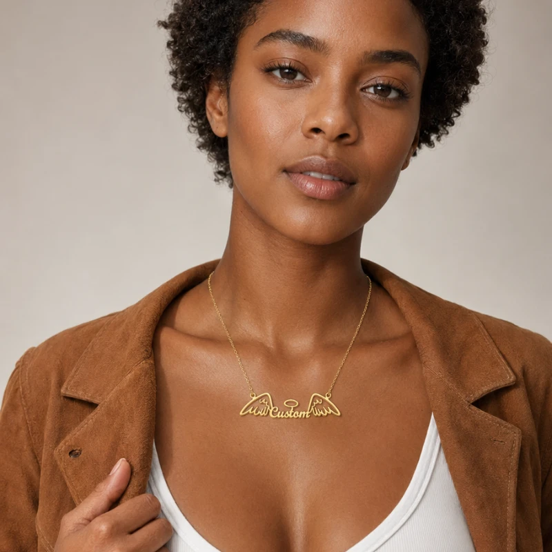Personalized Angel Wing Name Necklace image 2