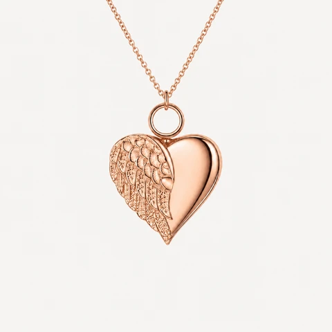 Collier personnalisé en forme de cœur et d'ailes d'ange