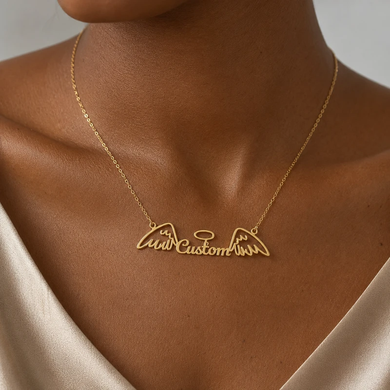 Personalized Angel Wing Name Necklace detail image 1
