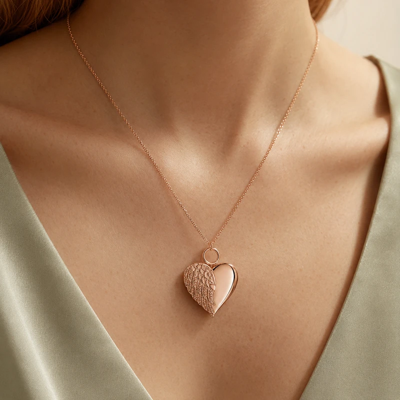 Collier personnalisé en forme de cœur et d'ailes d'ange image 2