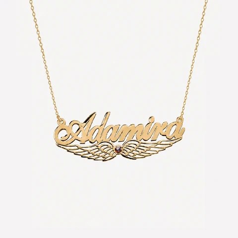 Collier prénom personnalisé ailes d'ange