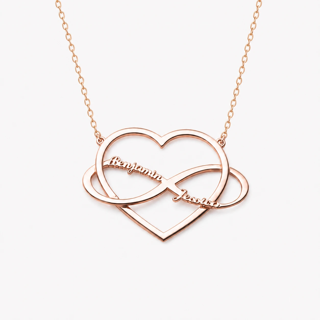 Collar personalizado con nudo de doble corazón