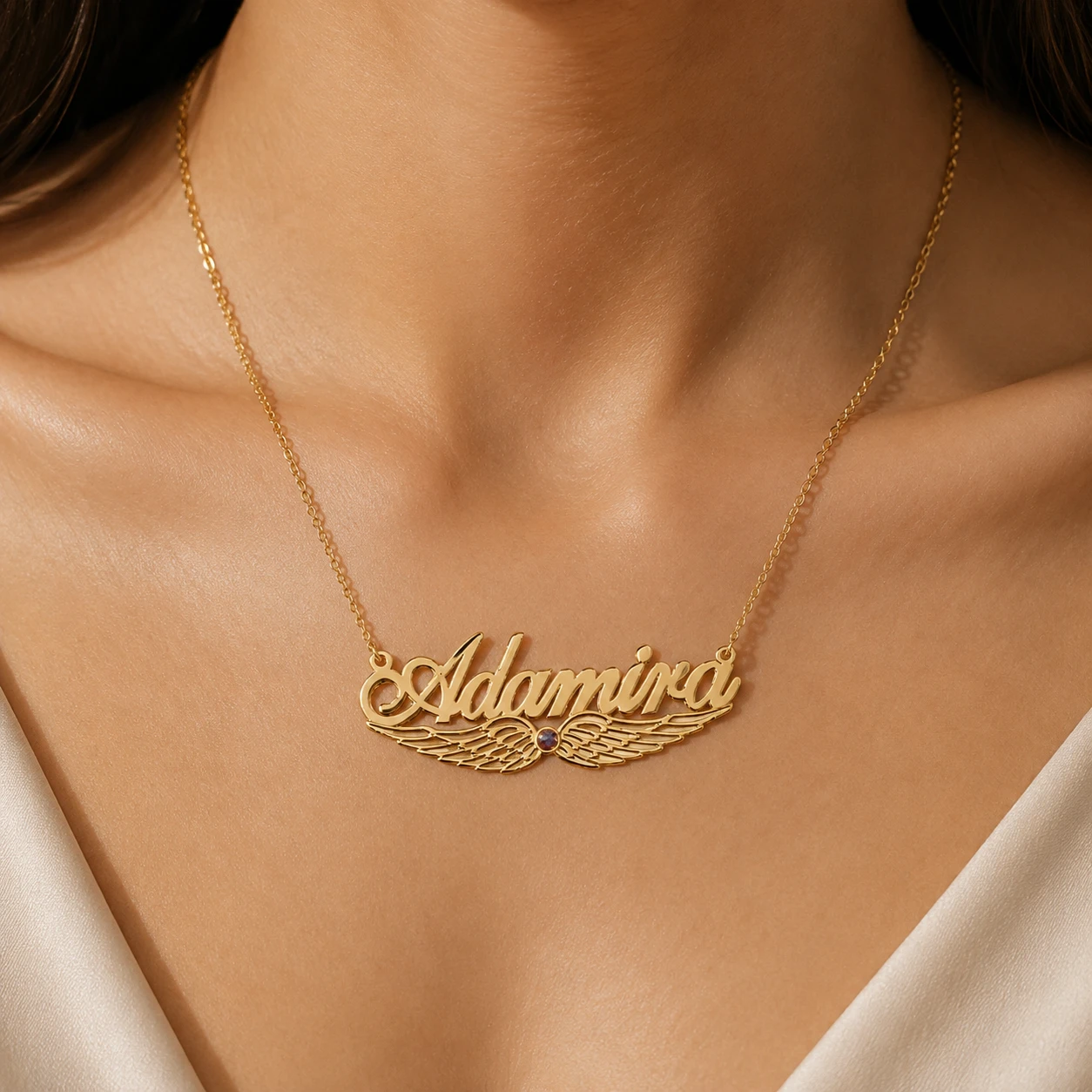 Collana personalizzata con nome e ala d'angelo