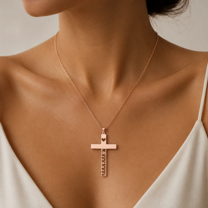 Personalisierte Namenskette mit Kreuz detail image 1