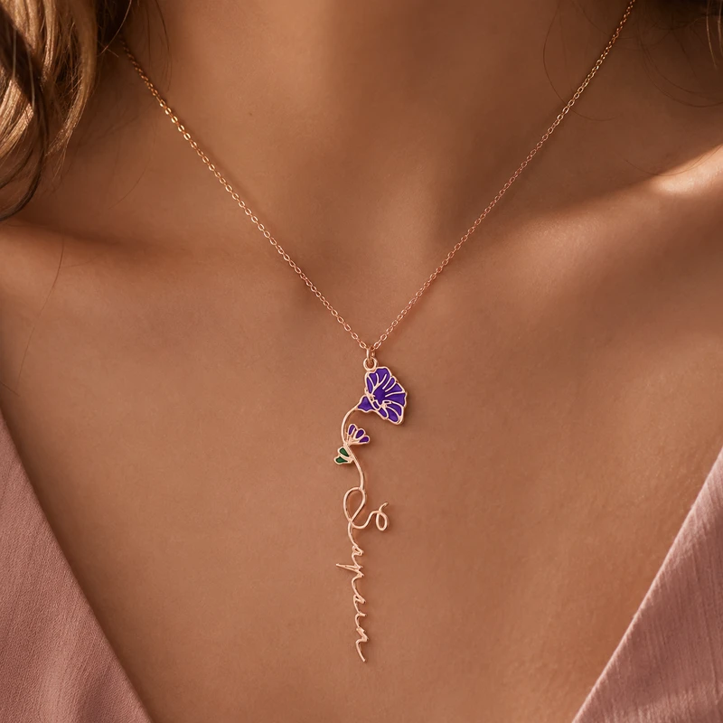 Colar personalizado com o nome da flor de nascimento detail image 1