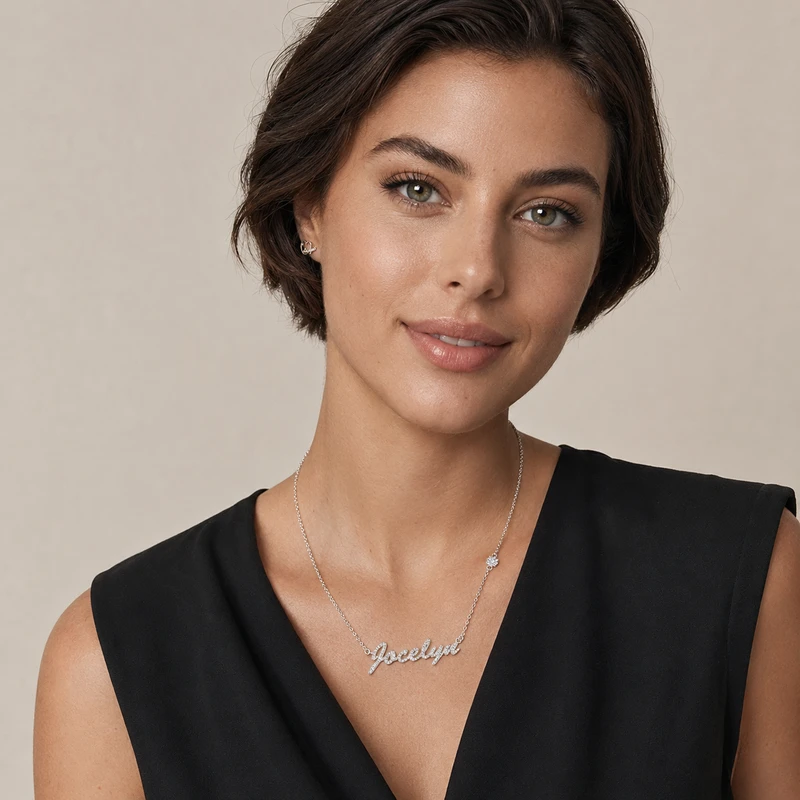 Personalized Side Stone Name Necklace image 2