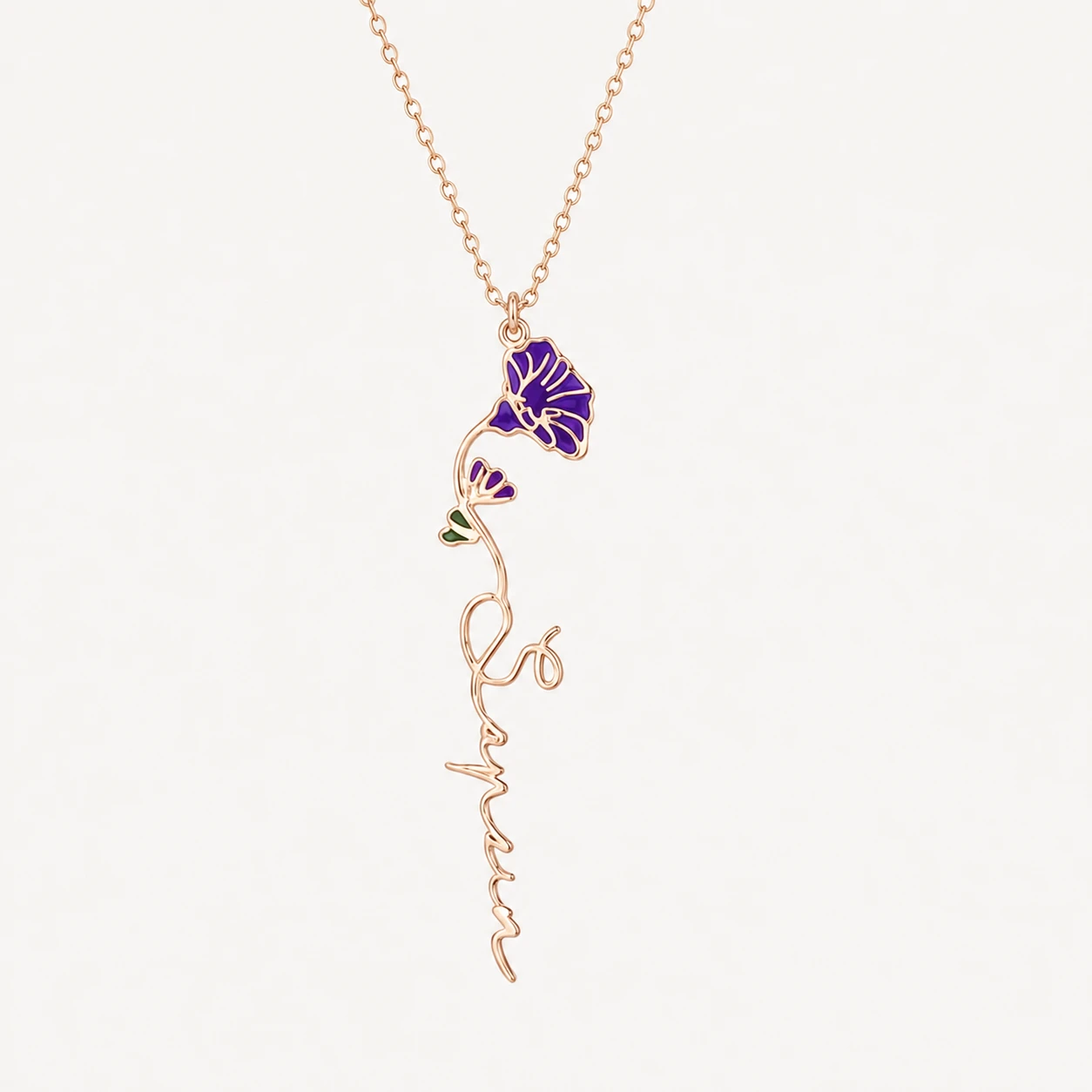 Collar personalizado con nombre y flor de nacimiento