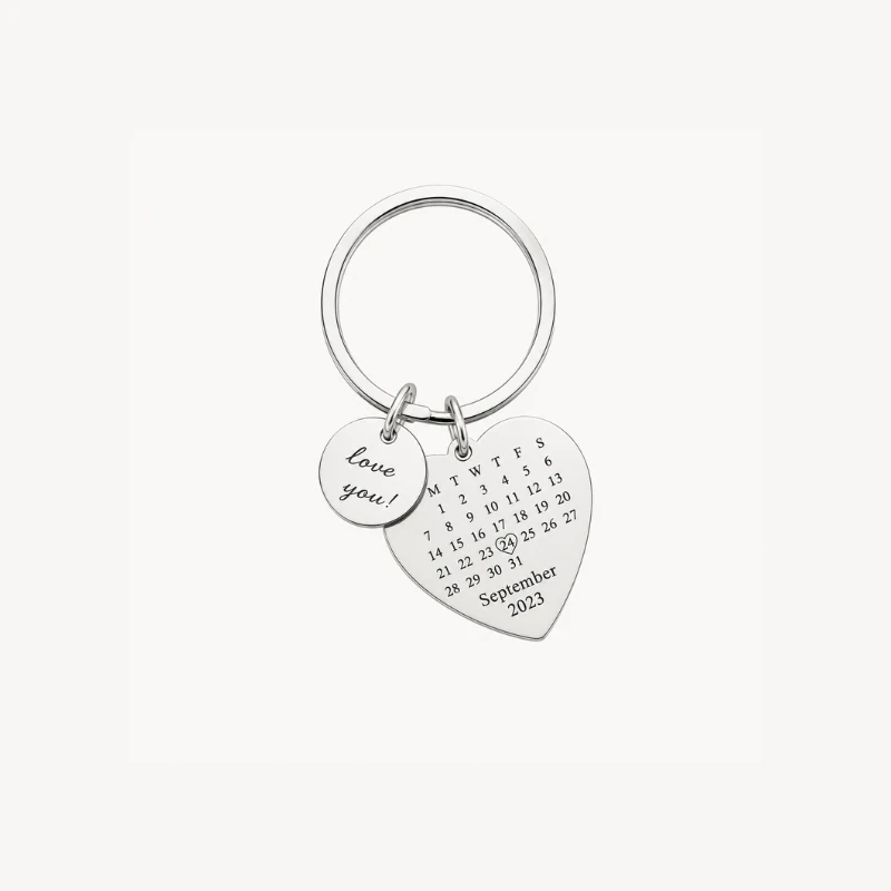 Personalized Calendar Heart Keychain