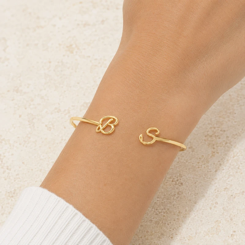 Personalized Initial Cuff Bracelet detail image 1