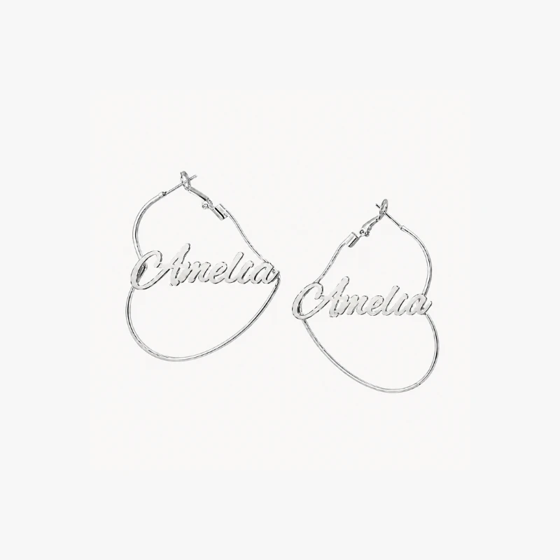 Personalized Heart Name Hoop Earrings image 2