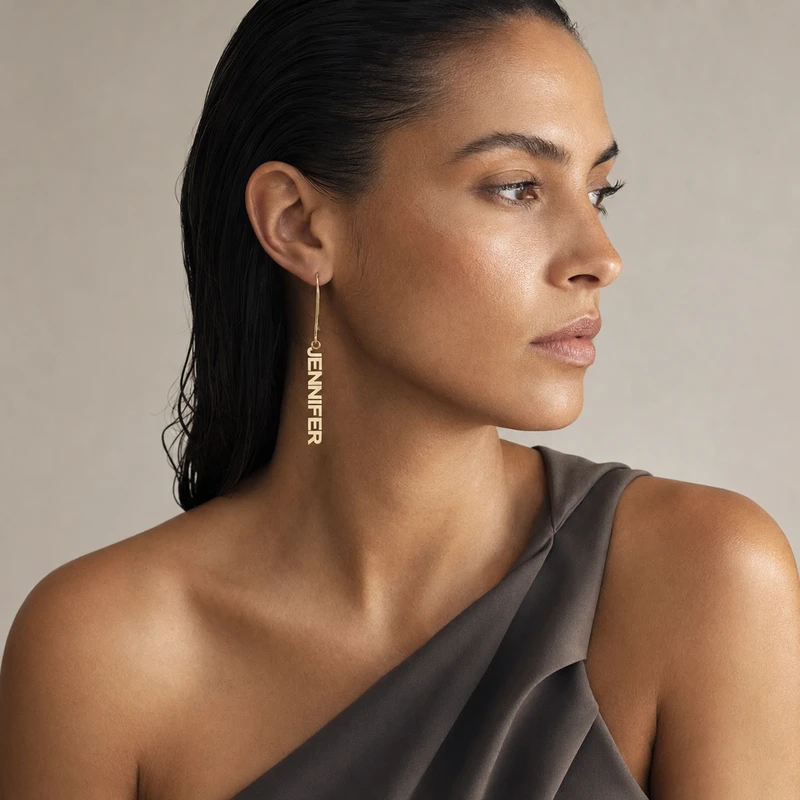 Boucles d'oreilles personnalisées verticales avec nom image 2