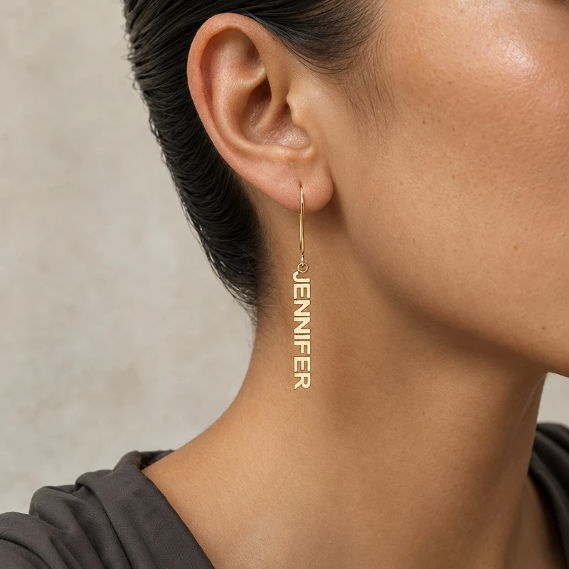 Boucles d'oreilles personnalisées verticales avec nom image 2