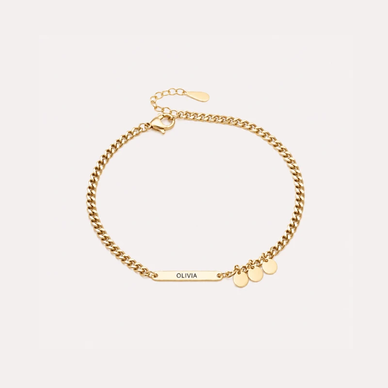 Personalized Name Bar Charm Bracelet